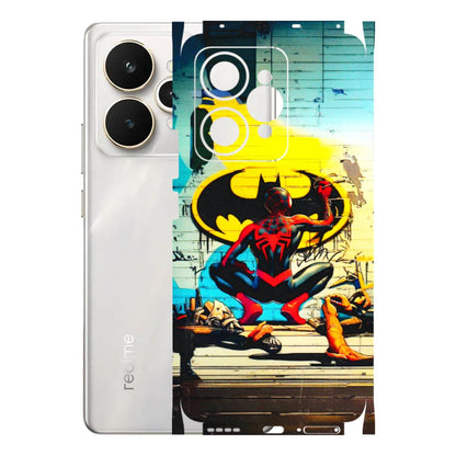 Realme Phone Skins (All Models) - New Spiderman Bat Logo - 3D Embossed Finish (L-309) Realme 15 5G