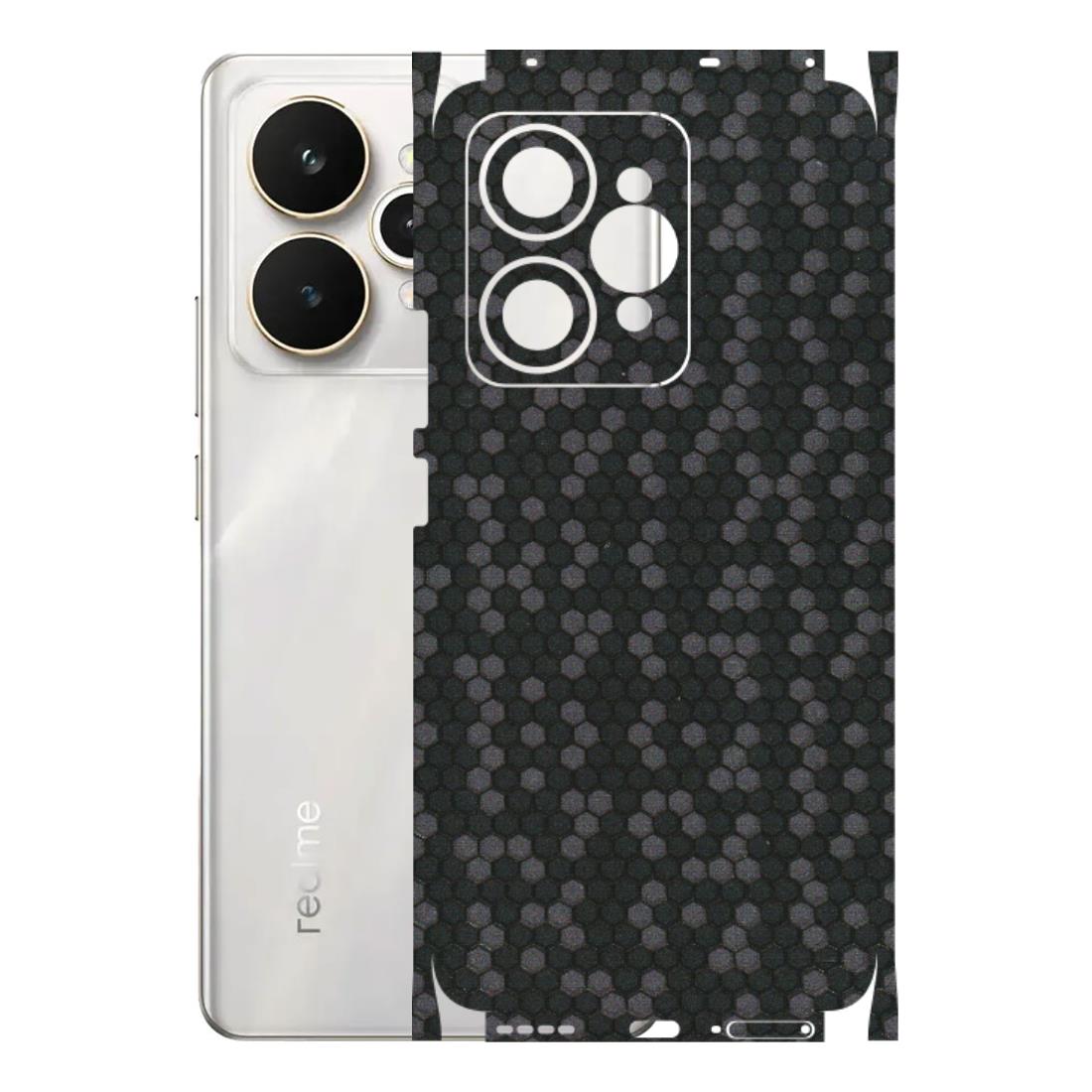 Realme Phone Skins (All Models) - Black Grey Honeycomb Sober - 3D Embossed Finish (L-85) Realme 15 5G