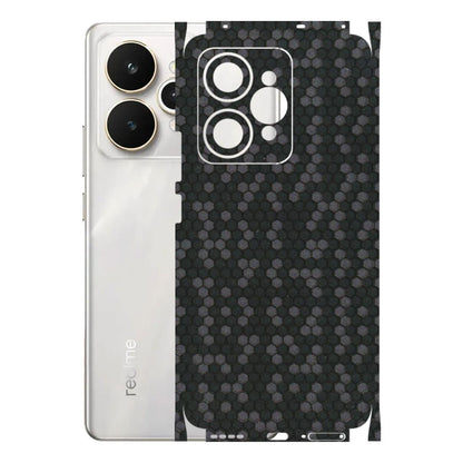 Realme Phone Skins (All Models) - Black Grey Honeycomb Sober - 3D Embossed Finish (L-85) Realme 15 5G