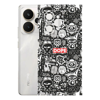 Realme Phone Skins (All Models) - Dope Stay Classy Black Doodles - Matte Finish (M-126) Realme 15 5G