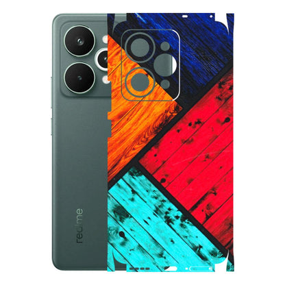 Realme Phone Skins (All Models) - Colourful Wood Panels Abstract - 3D Embossed Finish (L-09) Realme 15 Pro 5G
