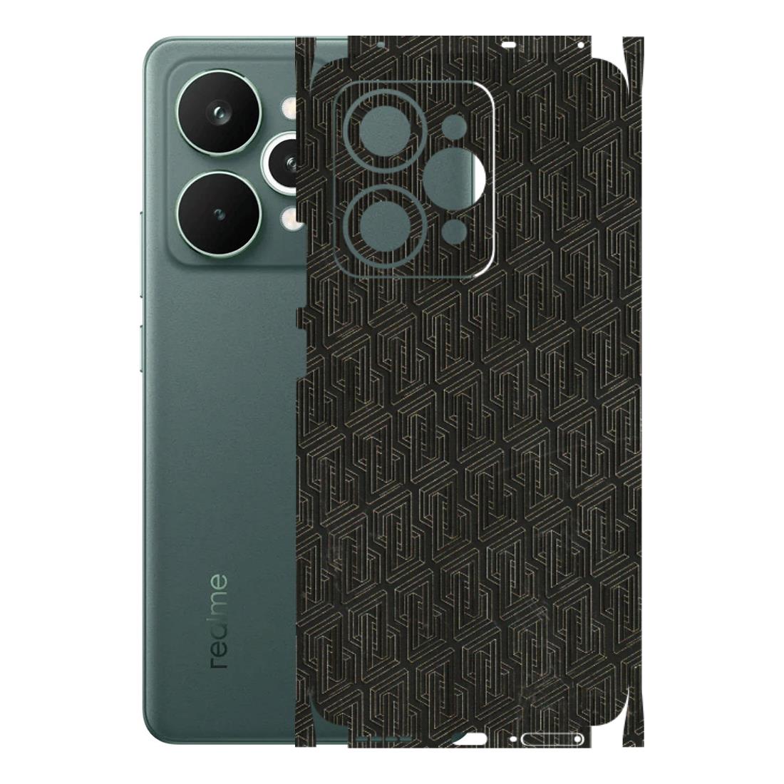 Realme Phone Skins (All Models) - Black Abstract Pattern - 3D Embossed Finish (L-117) Realme 15 Pro 5G