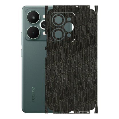 Realme Phone Skins (All Models) - Black Abstract Pattern - 3D Embossed Finish (L-117) Realme 15 Pro 5G