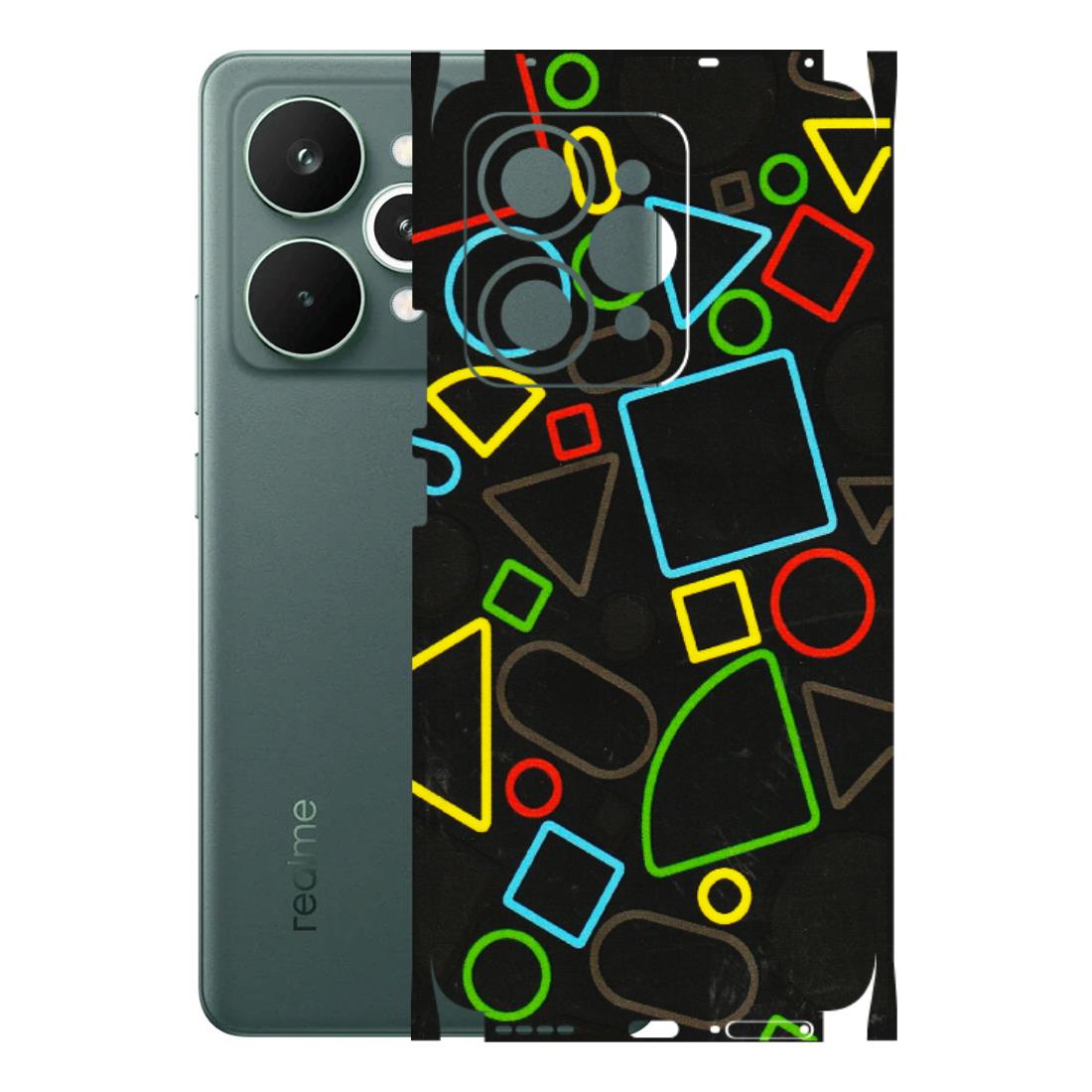 Realme Phone Skins (All Models) - Black Shapes - 3D Embossed Finish (L-131) Realme 15 Pro 5G