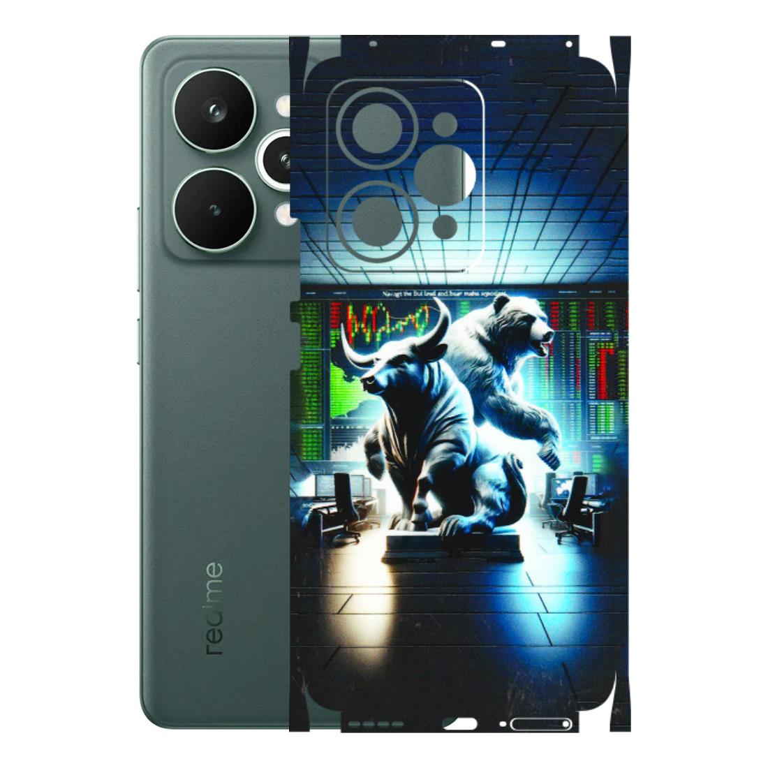 Realme Phone Skins (All Models) - Stock Market Sensex Bear vs Bulls - 3D Embossed Finish (L-15) Realme 15 Pro 5G