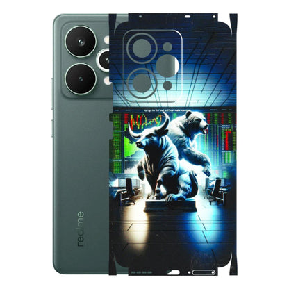 Realme Phone Skins (All Models) - Stock Market Sensex Bear vs Bulls - 3D Embossed Finish (L-15) Realme 15 Pro 5G