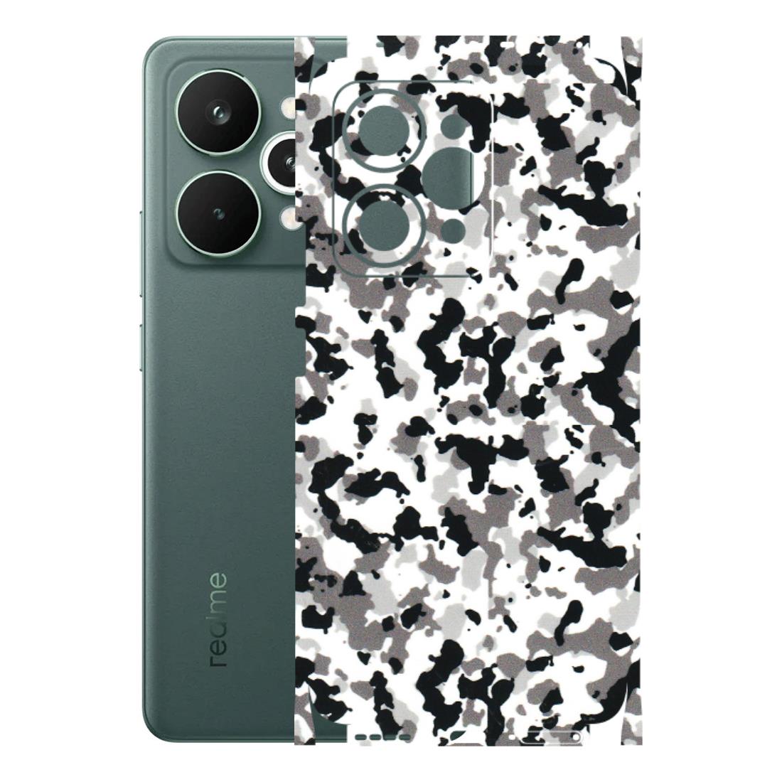 Realme Phone Skins (All Models) - White Black Camouflage - 3D Embossed Finish (L-18) Realme 15 Pro 5G