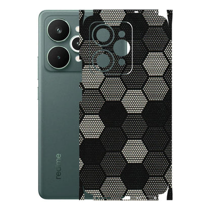 Realme Phone Skins (All Models) - Black & White Dotted Honeycomb Texture - 3D Embossed Finish (L-202) Realme 15 Pro 5G
