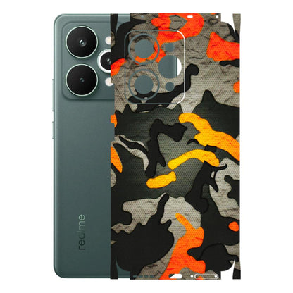 Realme Phone Skins (All Models) - Orange Camouflage - 3D Embossed Finish (L-204) Realme 15 Pro 5G