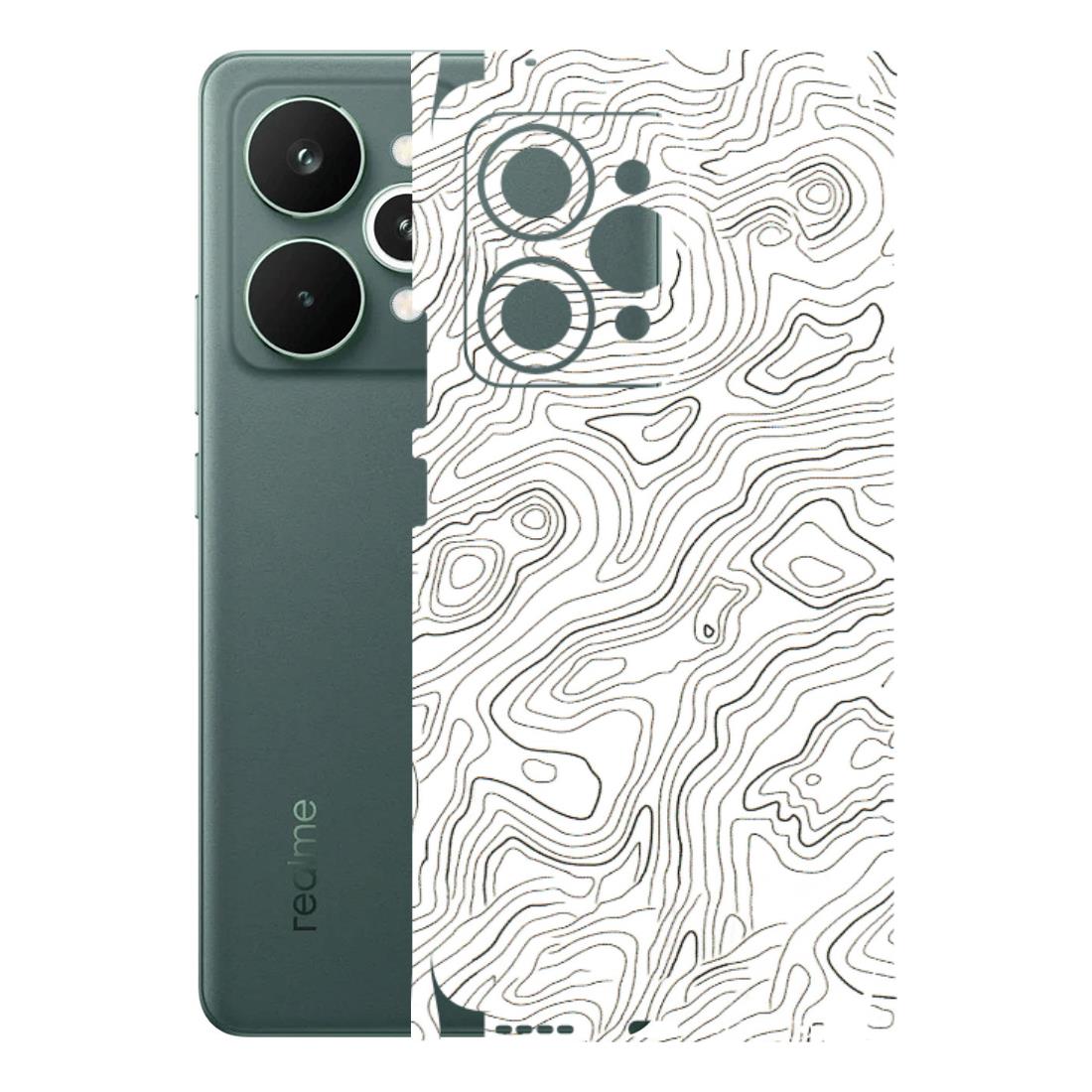 Realme Phone Skins (All Models) - White Black Swirls - 3D Embossed Finish (L-219) Realme 15 Pro 5G