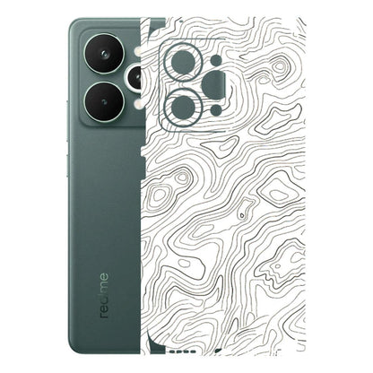 Realme Phone Skins (All Models) - White Black Swirls - 3D Embossed Finish (L-219) Realme 15 Pro 5G