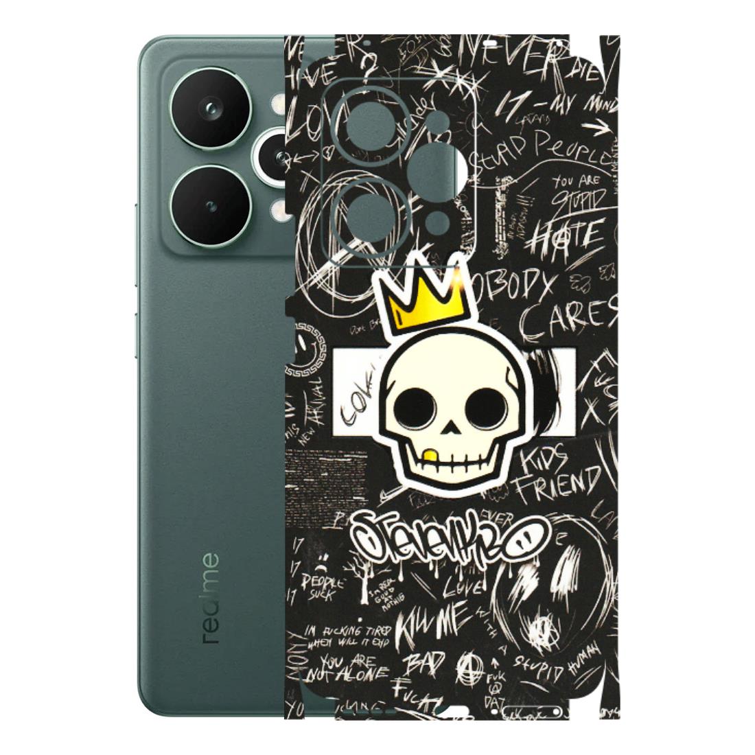 Realme Phone Skins (All Models) - Funny Skull Black Chalk Grafitti - 3D Embossed Finish (L-22) Realme 15 Pro 5G
