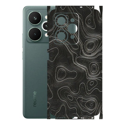 Realme Phone Skins (All Models) - Abstract White Line Map - 3D Embossed Finish (L-269) Realme 15 Pro 5G