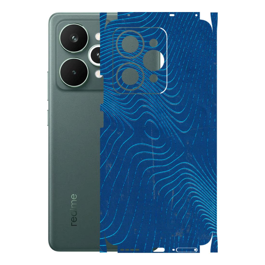 Realme Phone Skins (All Models) - Abstract Blue Line Map - 3D Embossed Finish (L-272) Realme 15 Pro 5G