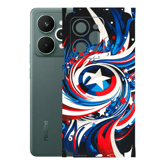 Realme Phone Skins (All Models) - Captain America Logo - 3D Embossed Finish (L-307) Realme 15 Pro 5G