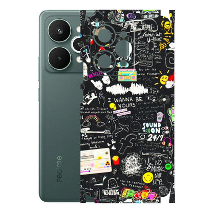Realme Phone Skins (All Models) - Black Creatives Doodles - 3D Embossed Finish (L-311) Realme 15 Pro 5G