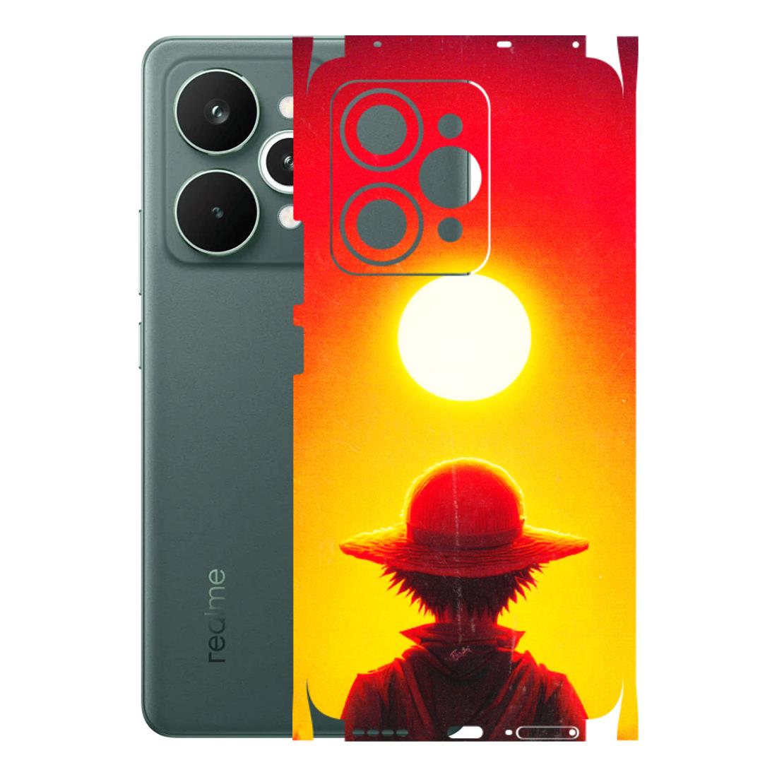 Realme Phone Skins (All Models) - Cool Sunset With Monkey D.Luffy Anime - 3D Embossed Finish (L-329) Realme 15 Pro 5G