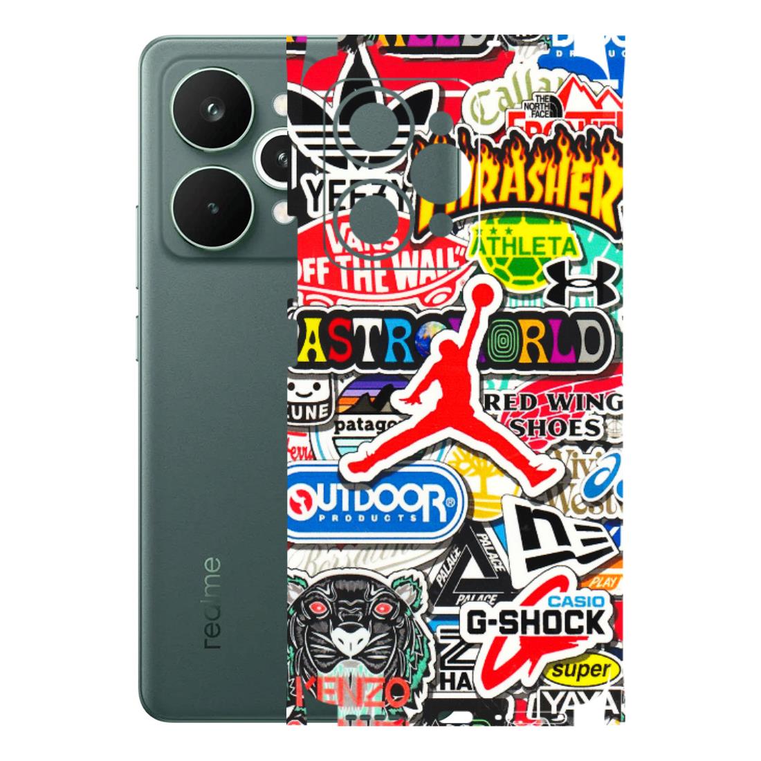 Realme Phone Skins (All Models) - Multi Brands Sticker Graffiti - 3D Embossed Finish (L-37) Realme 15 Pro 5G