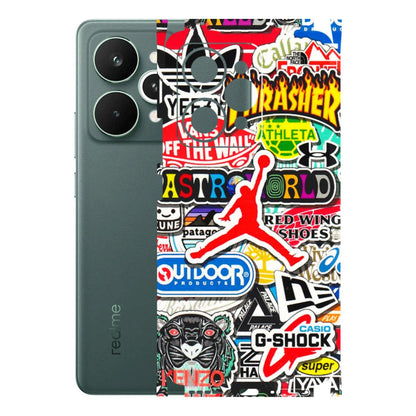Realme Phone Skins (All Models) - Multi Brands Sticker Graffiti - 3D Embossed Finish (L-37) Realme 15 Pro 5G