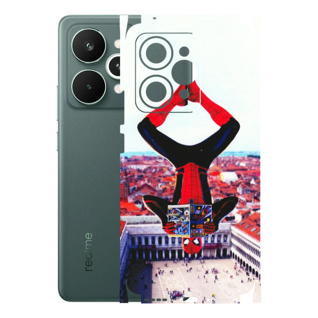 Realme Phone Skins (All Models) - Spiderman Hanging - 3D Embossed Finish (L-53) Realme 15 Pro 5G