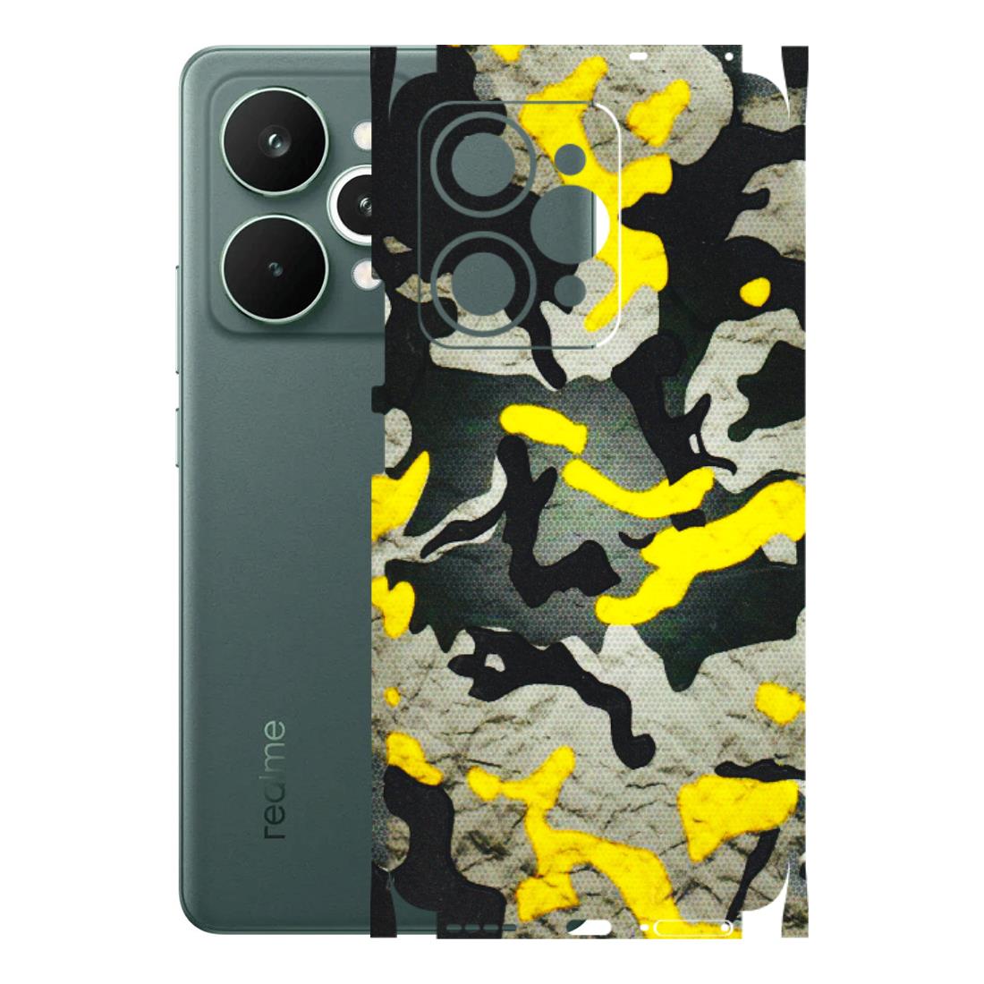 Realme Phone Skins (All Models) - Yellow Camouflage - 3D Embossed Finish (L-61) Realme 15 Pro 5G