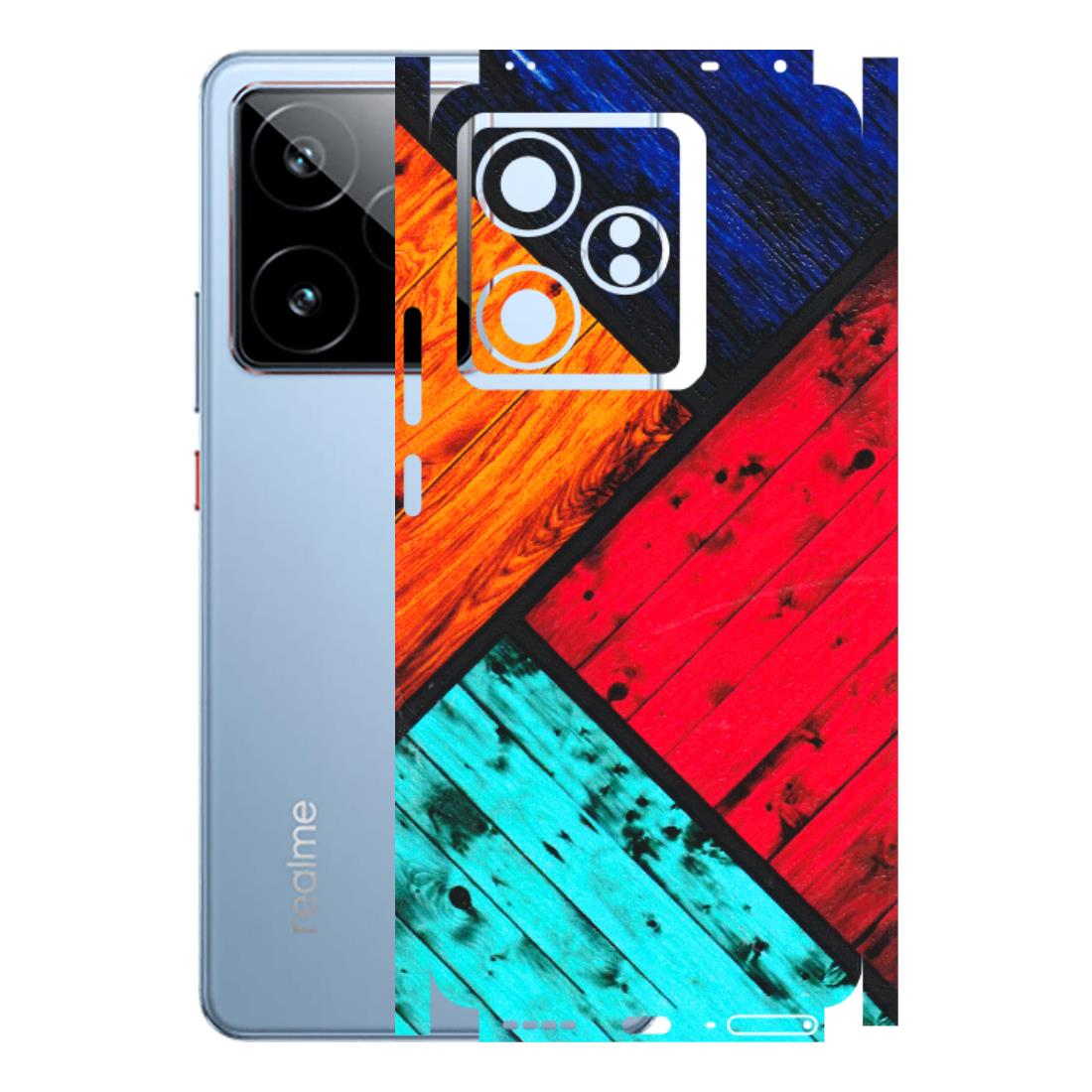 Realme Phone Skins (All Models) - Colourful Wood Panels Abstract - 3D Embossed Finish (L-09) Realme GT7 5G