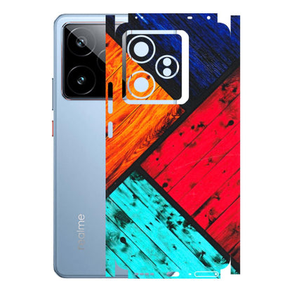 Realme Phone Skins (All Models) - Colourful Wood Panels Abstract - 3D Embossed Finish (L-09) Realme GT7 5G