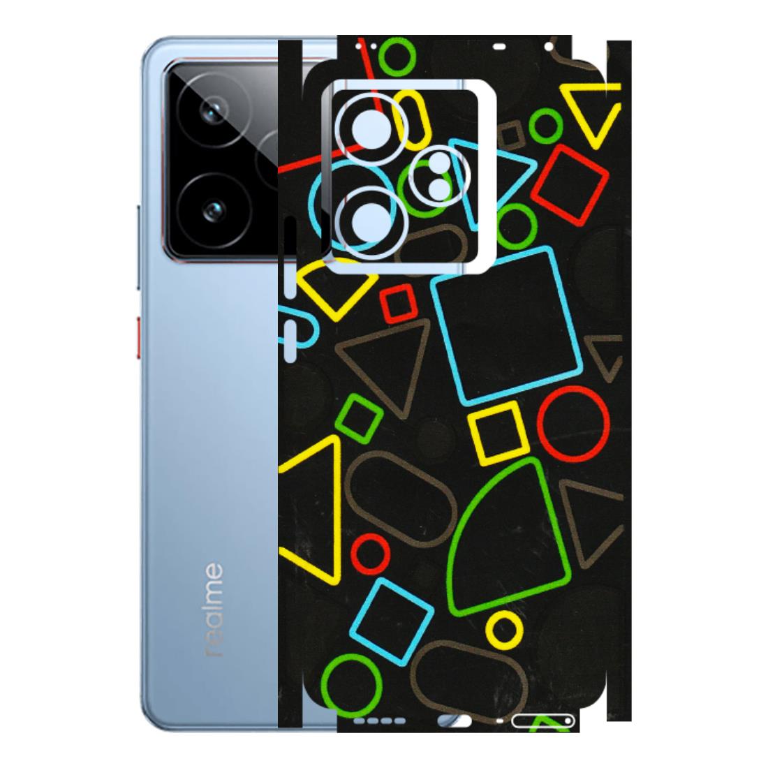 Realme Phone Skins (All Models) - Black Shapes - 3D Embossed Finish (L-131) Realme GT7 5G