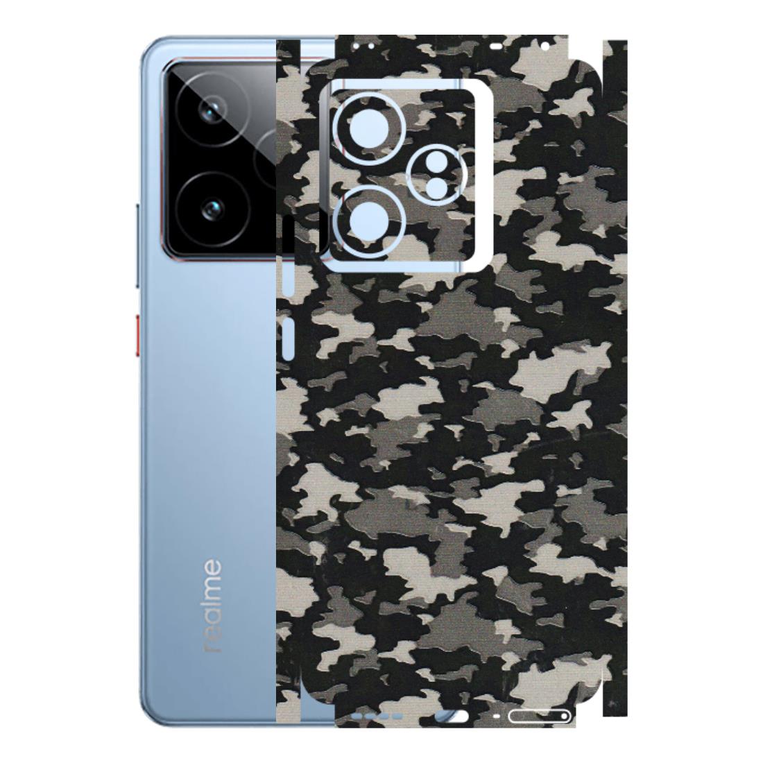 Realme Phone Skins (All Models) - Black/Grey Camoflaunge - 3D Embossed Finish (L-142) Realme GT7 5G