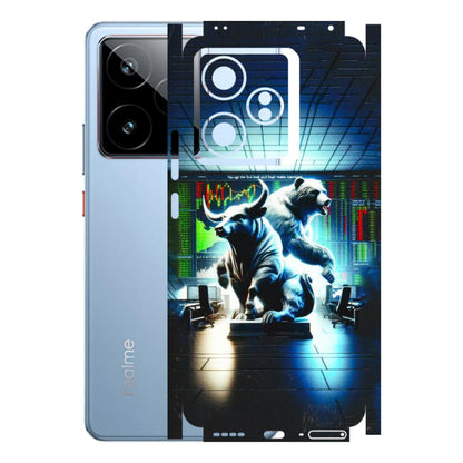 Realme Phone Skins (All Models) - Stock Market Sensex Bear vs Bulls - 3D Embossed Finish (L-15) Realme GT7 5G