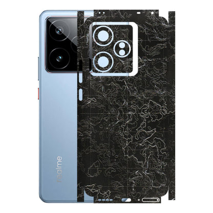 Realme Phone Skins (All Models) - Black map Texture - 3D Embossed Finish (L-201) Realme GT7 5G