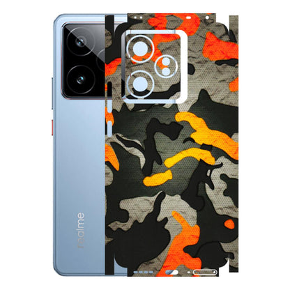 Realme Phone Skins (All Models) - Orange Camouflage - 3D Embossed Finish (L-204) Realme GT7 5G