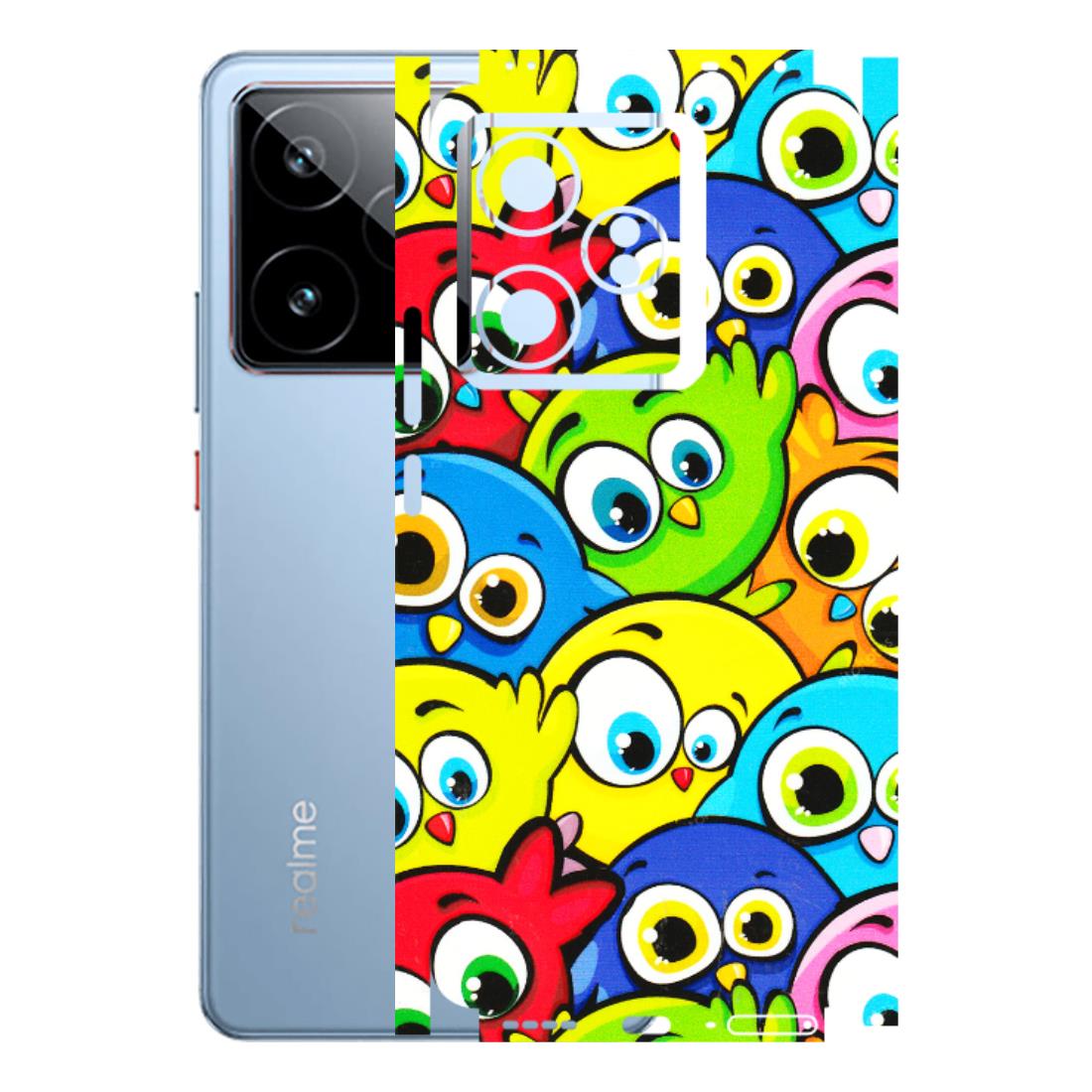 Realme Phone Skins (All Models) - Cute Fluffy Birds - 3D Embossed Finish (L-213) Realme GT7 5G