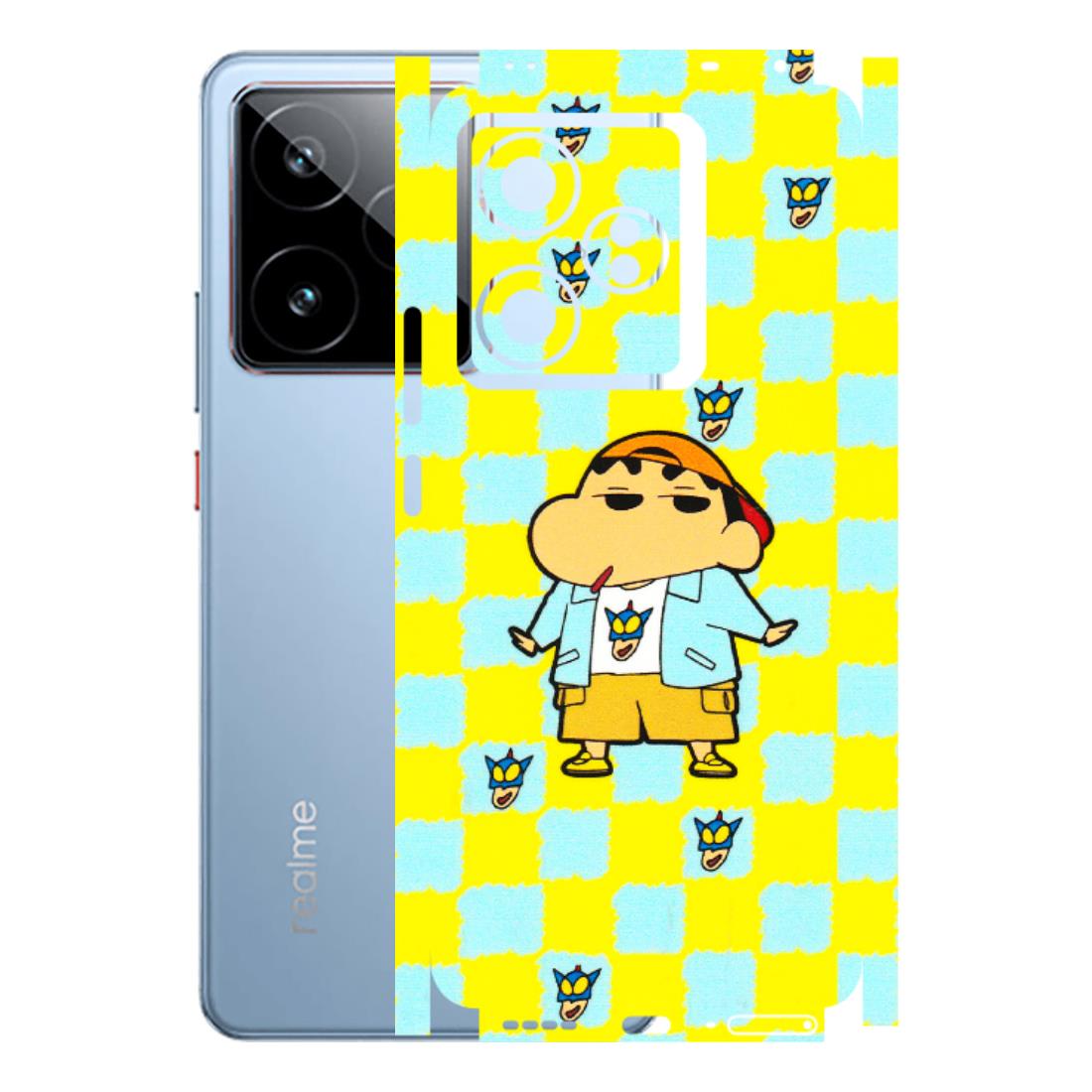 Realme Phone Skins (All Models) - Yellow Blue Shinchan Cute - 3D Embossed Finish (L-221) Realme GT7 5G