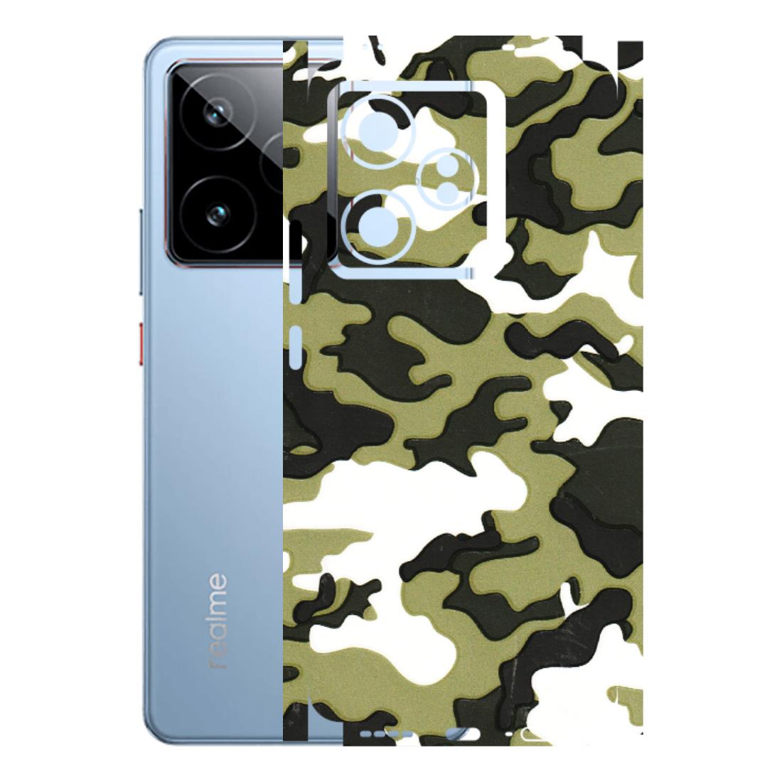 Realme Phone Skins (All Models) - Camouflages White And Green - 3D Embossed Finish (L-243) Realme GT7 5G