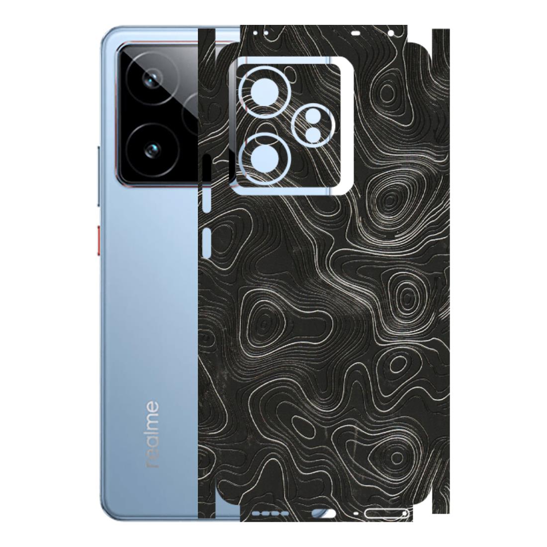 Realme Phone Skins (All Models) - Abstract White Line Map - 3D Embossed Finish (L-269) Realme GT7 5G