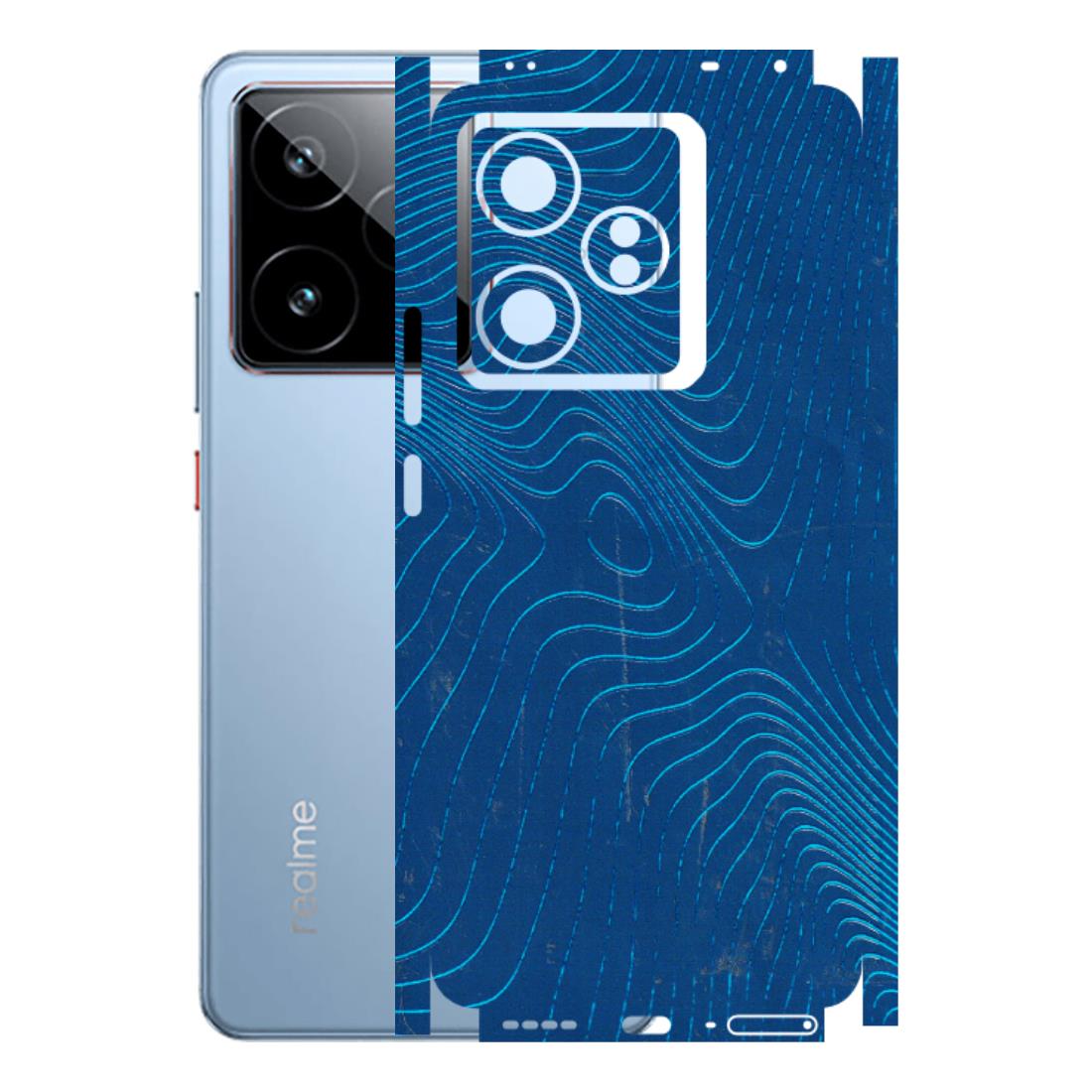 Realme Phone Skins (All Models) - Abstract Blue Line Map - 3D Embossed Finish (L-272) Realme GT7 5G
