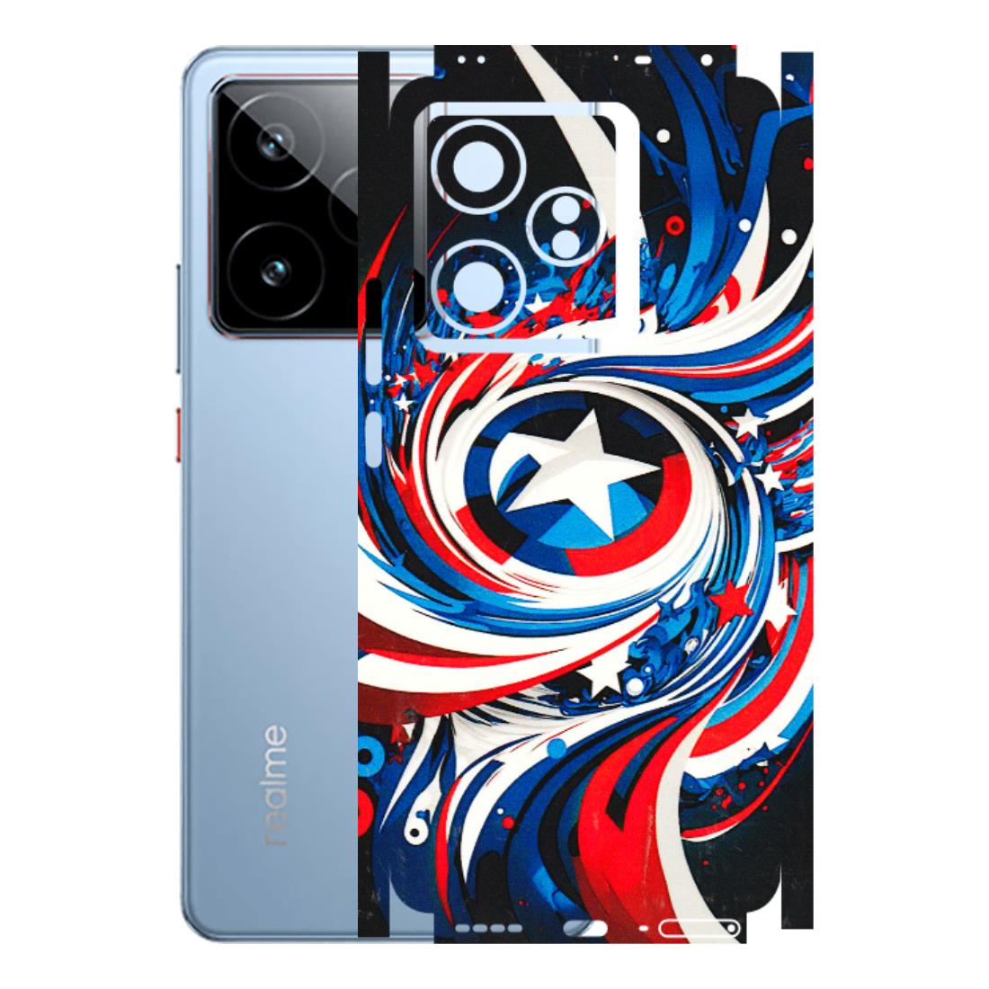 Realme Phone Skins (All Models) - Captain America Logo - 3D Embossed Finish (L-307) Realme GT7 5G
