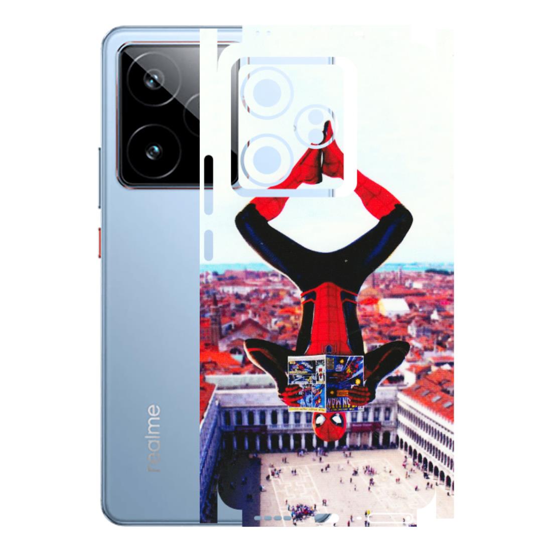 Realme Phone Skins (All Models) - Spiderman Hanging - 3D Embossed Finish (L-53) Realme GT7 5G