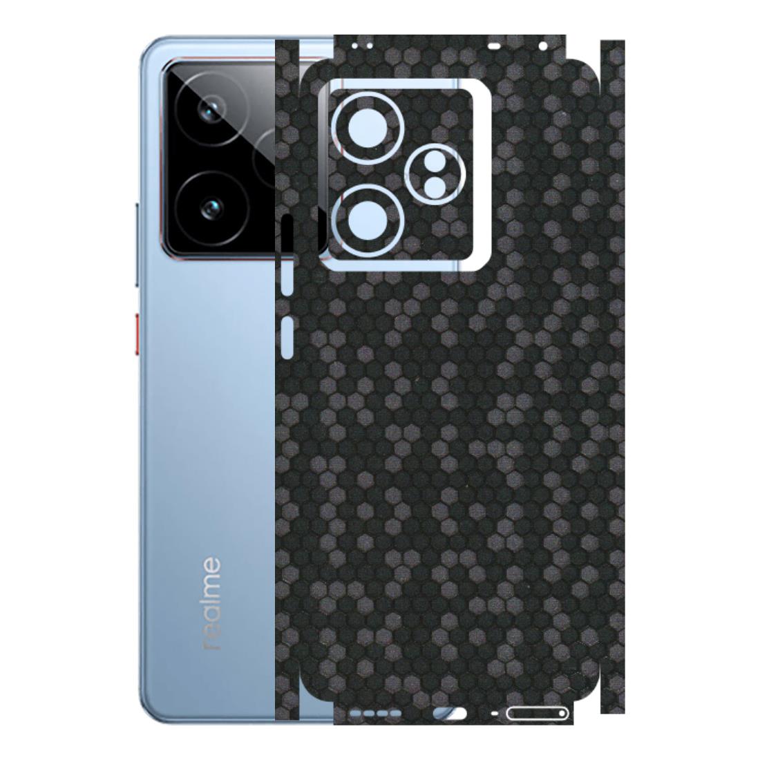 Realme Phone Skins (All Models) - Black Grey Honeycomb Sober - 3D Embossed Finish (L-85) Realme GT7 5G