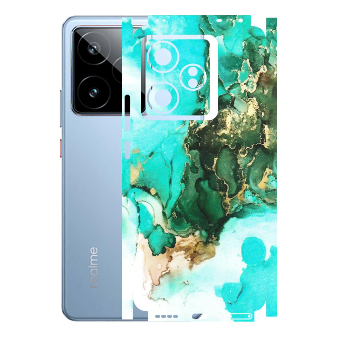 Realme Phone Skins (All Models) - The Blue Gold Marble - Matte Finish (M-124) Realme GT7 5G