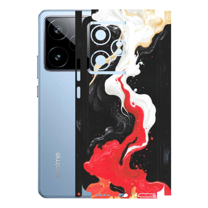 Realme Phone Skins (All Models) - Black Red White Paint Splash Fusion - Matte Finish (M-56) Realme GT7 5G