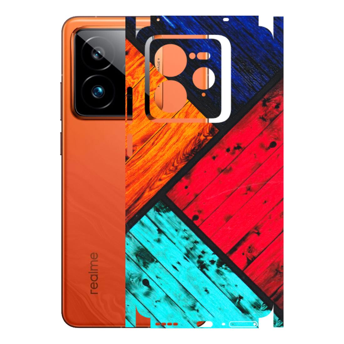 Realme Phone Skins (All Models) - Colourful Wood Panels Abstract - 3D Embossed Finish (L-09) Realme GT7 Pro 5G