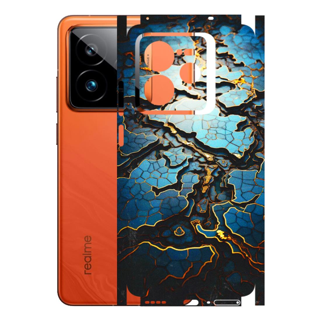 Realme Phone Skins (All Models) - Blue Gold Abstract - 3D Embossed Finish (L-11) Realme GT7 Pro 5G