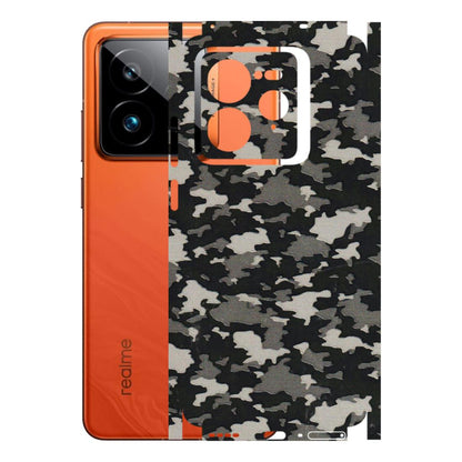 Realme Phone Skins (All Models) - Black/Grey Camoflaunge - 3D Embossed Finish (L-142) Realme GT7 Pro 5G