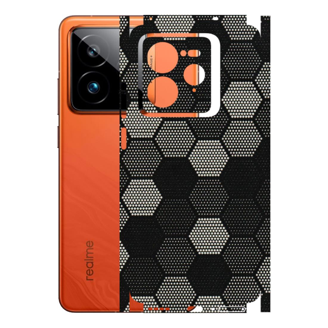 Realme Phone Skins (All Models) - Black & White Dotted Honeycomb Texture - 3D Embossed Finish (L-202) Realme GT7 Pro 5G