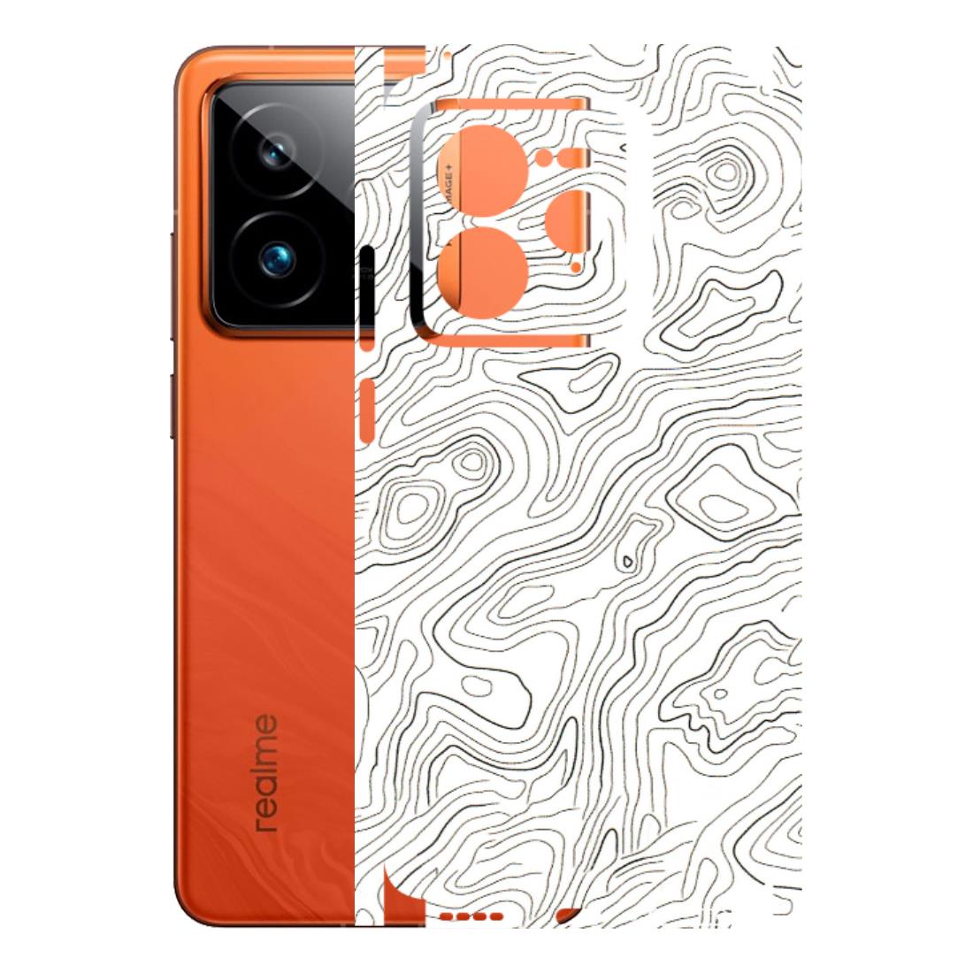 Realme Phone Skins (All Models) - White Black Swirls - 3D Embossed Finish (L-219) Realme GT7 Pro 5G