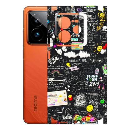 Realme Phone Skins (All Models) - Black Creatives Doodles - 3D Embossed Finish (L-311) Realme GT7 Pro 5G