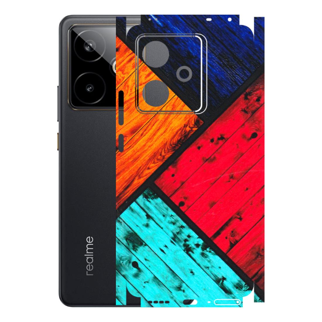 Realme Phone Skins (All Models) - Colourful Wood Panels Abstract - 3D Embossed Finish (L-09) Realme GT 7T 5G