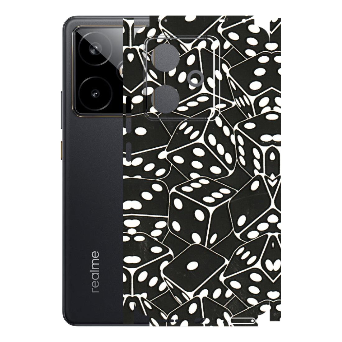 Realme Phone Skins (All Models) - Big Black Dices - 3D Embossed Finish (L-106) Realme GT 7T 5G